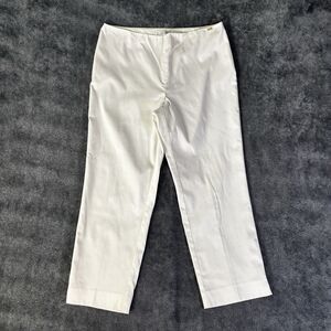 St. John Sport Pants Satin White Vintage Ankle Slit Zip Size 10 USA